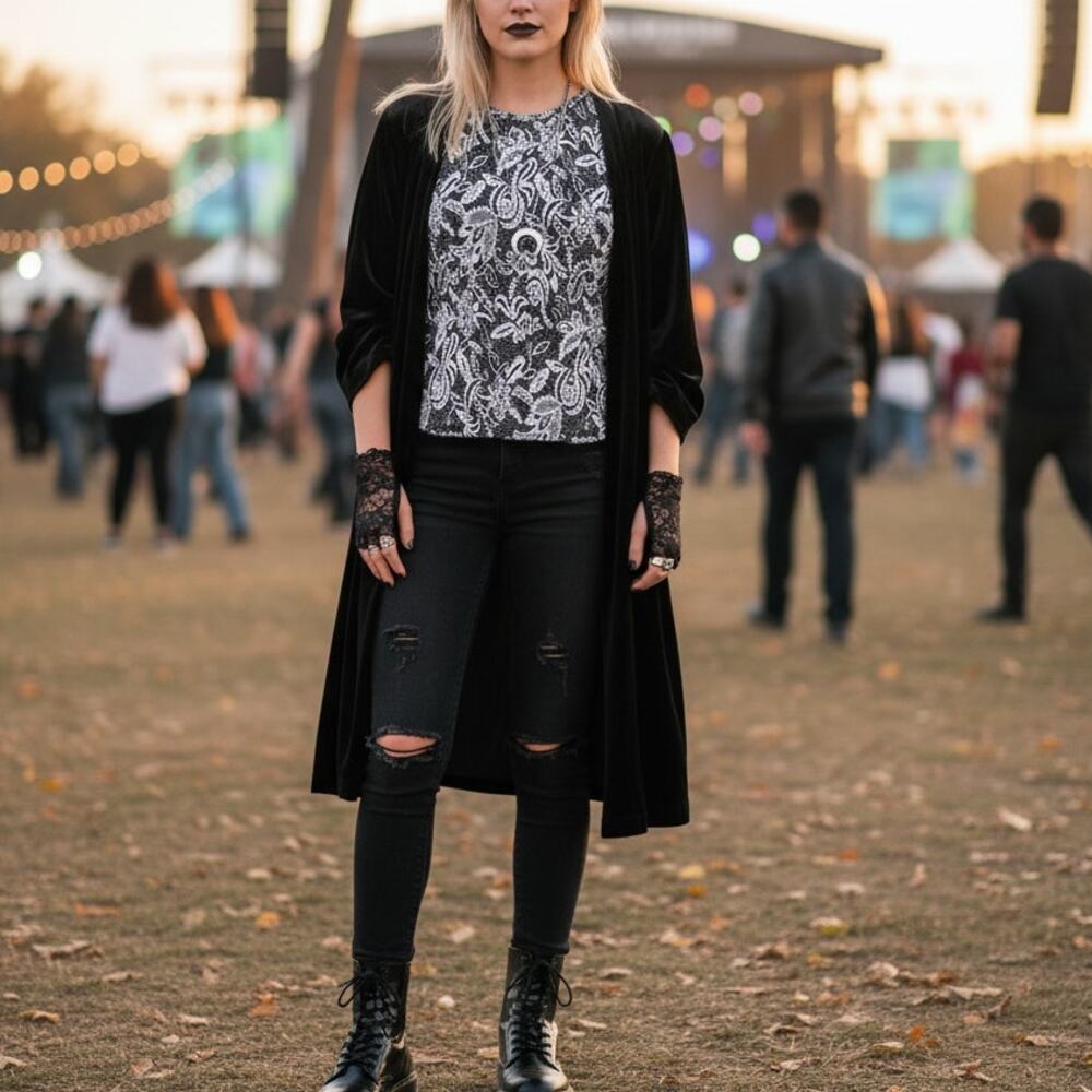 🕸️🕷️ Gothic Lace Tank PL Black White 🌙🦇Floral Overlay Soft Goth Alt Style